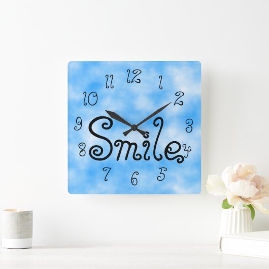 Lächeln Quadratische Wanduhr (Zuhause)