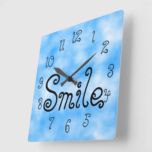 Lächeln Quadratische Wanduhr (Winkel)