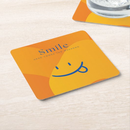 Lächeln Rechteckiger Pappuntersetzer (angewinkelt)