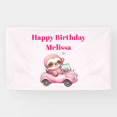 Lächeln rosa Faulenzer in einem Cabriolet zum Gebu Banner (Horizontal)