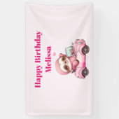 Lächeln rosa Faulenzer in einem Cabriolet zum Gebu Banner (Vertikal)