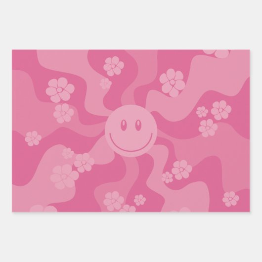 Lächeln - Rosa Geschenkpapier Set (Vorderseite 2)