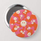 Lächeln - Rosa, Orange und Creme Button (Vorne & Hinten)