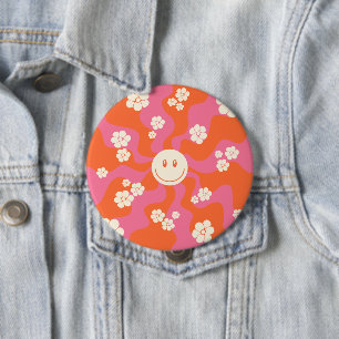 Lächeln - Rosa, Orange und Creme Button