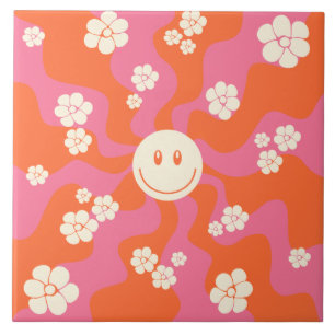 Lächeln - Rosa, Orange und Creme Fliese