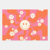 Lächeln - Rosa, Orange und Creme Geschenkpapier Set (Vorderseite)