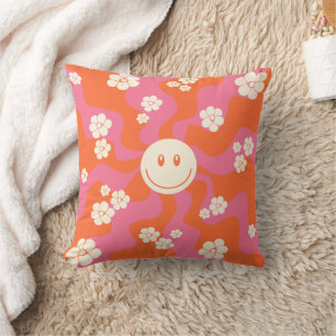 Lächeln - Rosa, Orange und Creme Kissen