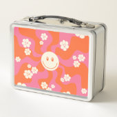 Lächeln - Rosa, Orange und Creme Metall Brotdose (Rückseite)