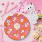 Lächeln - Rosa, Orange und Creme Pappteller (Party)