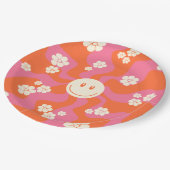 Lächeln - Rosa, Orange und Creme Pappteller (Schrägansicht)