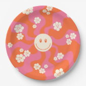 Lächeln - Rosa, Orange und Creme Pappteller (Vorderseite)