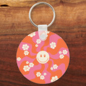 Lächeln - Rosa, Orange und Creme Schlüsselanhänger (Vorderseite)