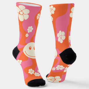 Lächeln - Rosa, Orange und Creme Socken