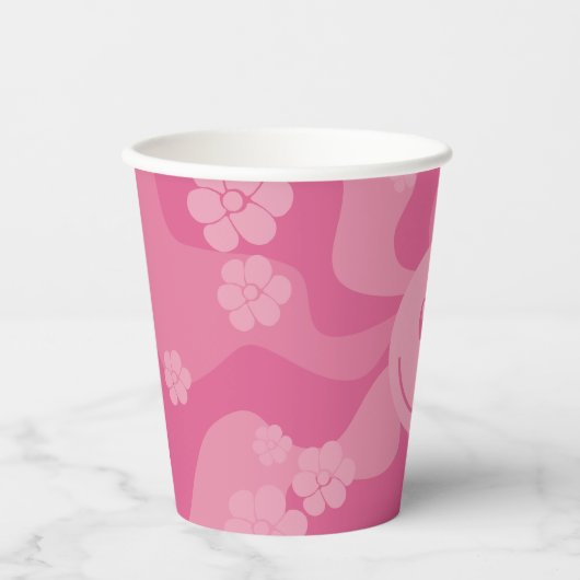 Lächeln - Rosa Pappbecher (Vorderseite)