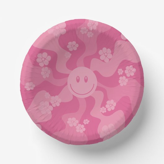 Lächeln - Rosa Pappteller (Vorderseite)