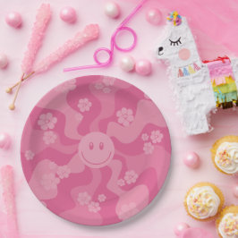 Lächeln - Rosa Pappteller