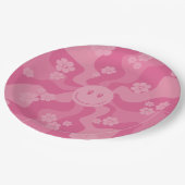 Lächeln - Rosa Pappteller (Schrägansicht)