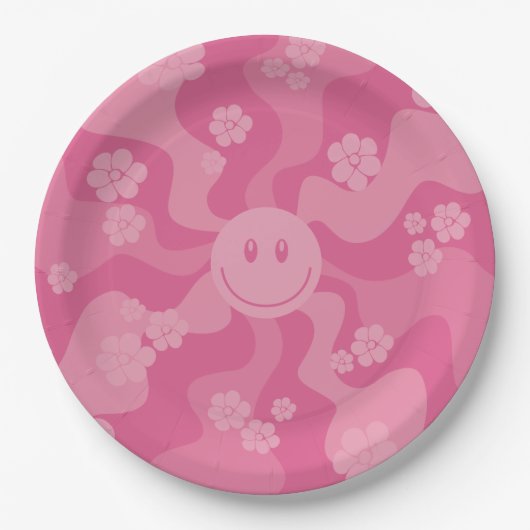 Lächeln - Rosa Pappteller (Vorderseite)