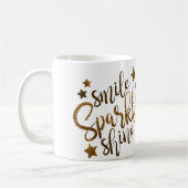Lächeln-ScheinShine - Sterngoldbeschriftungs-Tasse Kaffeetasse (Links)