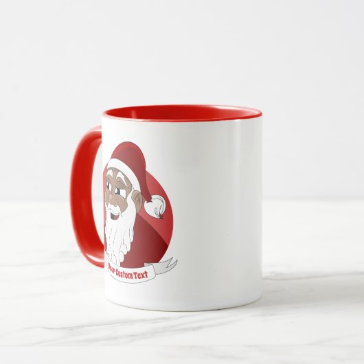 Lächeln schwarze Tasse des Santa Claus Cartoon (Vorderseite Links)