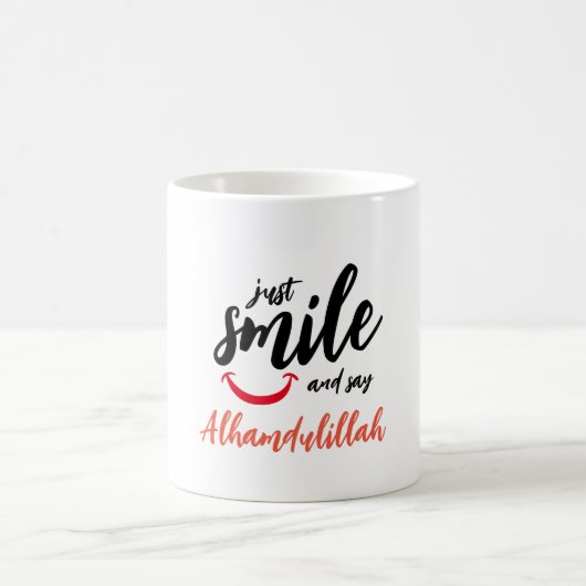 Lächeln Sie einfach und sagen Sie Alhamdulillah Kaffeetasse (Mittel)