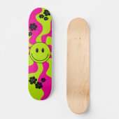 Lächeln Sie grün, heiß rosa und schwarz Skateboard (Vorderseite)