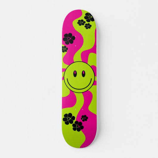 Lächeln Sie grün, heiß rosa und schwarz Skateboard (Vorne)