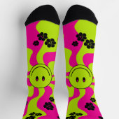 Lächeln Sie grün, heiß rosa und schwarz Socken (Oben)