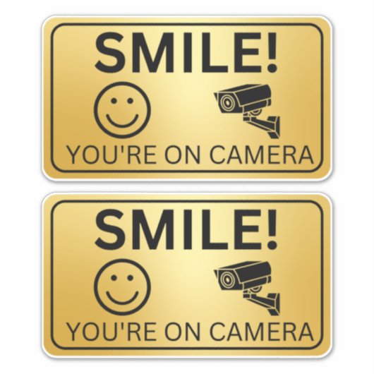 Lächeln Sie Ihre Kamerazeichen, Videoüberwachung Aufkleber (Vorderseite)