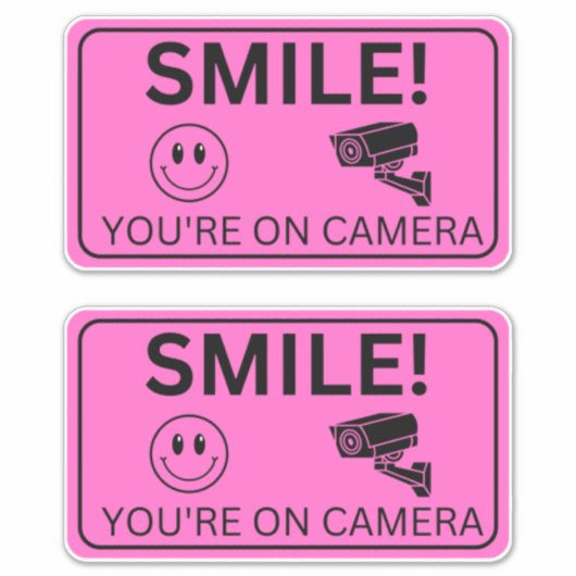 Lächeln Sie Ihre Kamerazeichen, Videoüberwachung Aufkleber (Vorderseite)