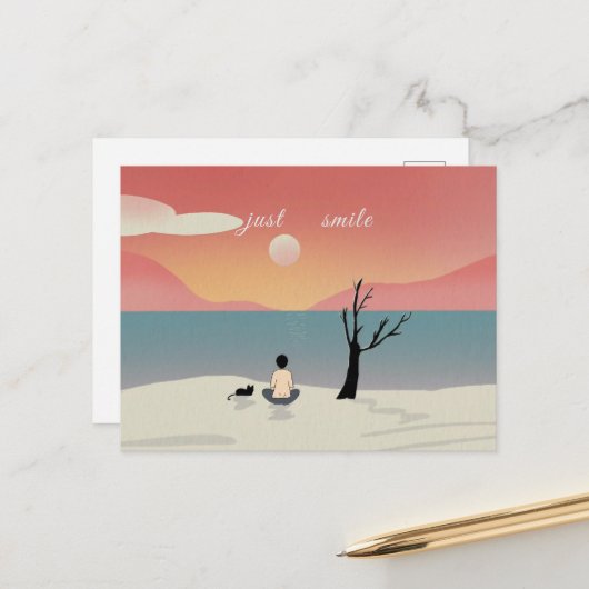 Lächeln Sie im Leben und genießen Sie das Leben Postkarte (Vorderseite/Rückseite Beispiel)