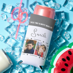 Lächeln Sie immer Fotos Initialen weiß grau Selters Dosenkühler