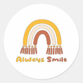 Lächeln Sie immer motivierend Regenbogengelb und b Runder Aufkleber (Vorderseite)