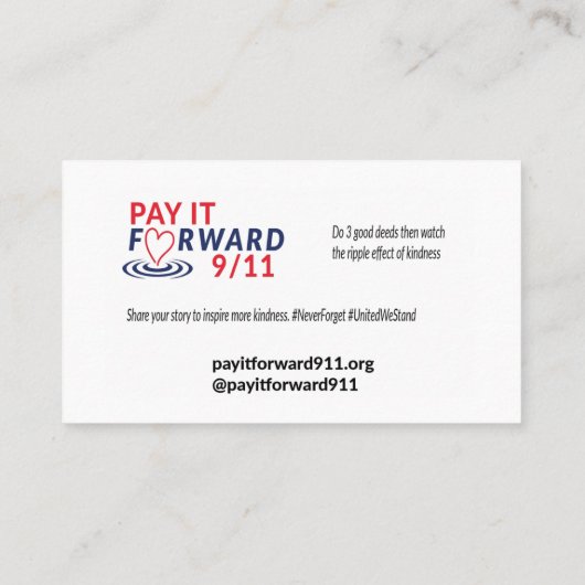 Lächeln Sie Karten von Pay it Forward 9/11 (Rückseite)