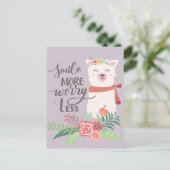 Lächeln Sie mehr Lama Postkarte (Stehend Vorderseite)
