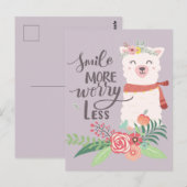 Lächeln Sie mehr Lama Postkarte (Vorne/Hinten)