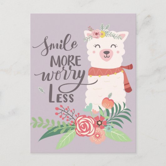 Lächeln Sie mehr Lama Postkarte (Vorderseite)