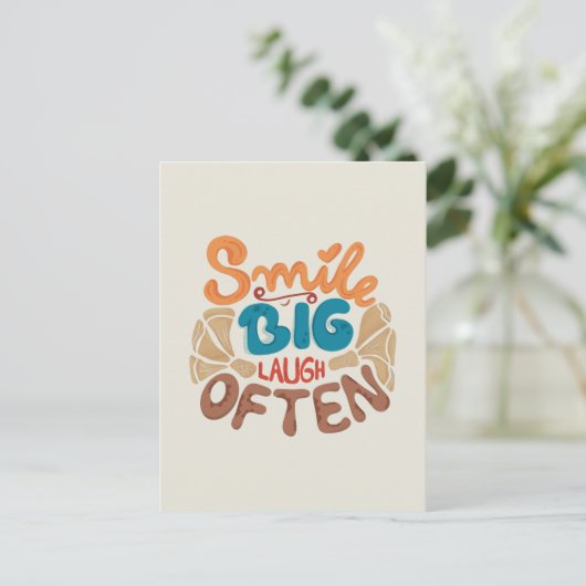 Lächeln Sie oft Big Lächeln: Freuen Sie sich auf d Postkarte (Stehend Vorderseite)