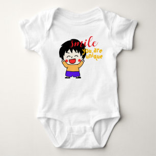 Lächeln Sie sind einzigartig – Süße Cartoon-Baby-B Baby Strampler