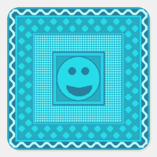 Lächeln Sie Tile Sheet mit Aufklebern in Türkis Quadratischer Aufkleber