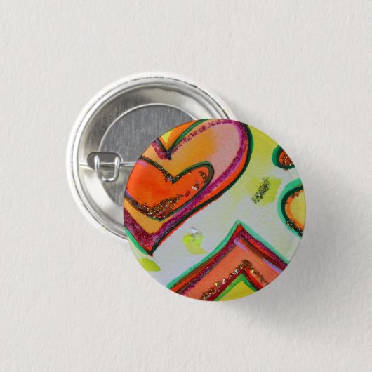 Lächeln Sie zwei Herz-Art-Tasten oder Lapel-Pins Button (Vorne & Hinten)