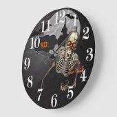Lächeln Skeleton Halloween Custom Message Große Wanduhr (Winkel)