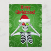 Lächeln Skeletton Weihnachtsmannmütze Ornamente Gr Postkarte (Vorderseite)