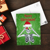Lächeln Skeletton Weihnachtsmannmütze Ornamente Gr Postkarte