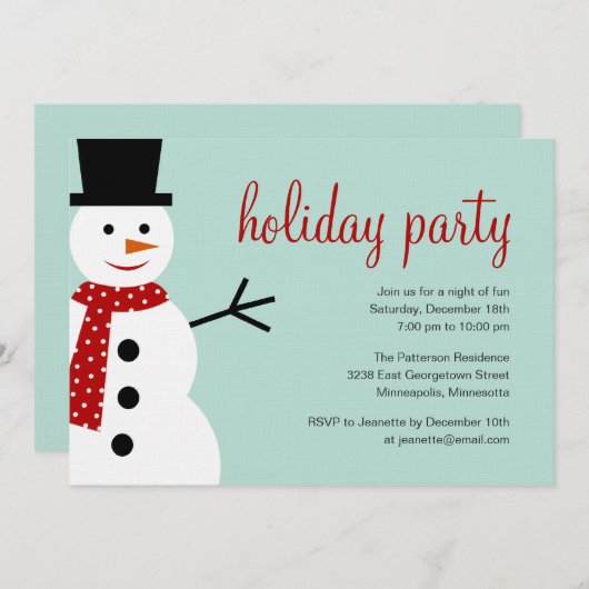 Lächeln Snowman Weihnachten/Feiertage Einladung (Vorne/Hinten)