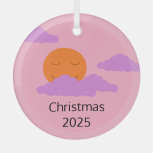 Lächeln, Sonne mit Popcorn Wolken setzen: Lavendel Ornament Aus Glas