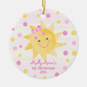 Lächeln Sonnenschein mit Bow Girls 1. Weihnachten Keramik Ornament (Vorne)