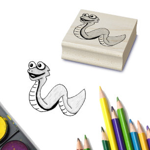 Lächeln Spaß Cartoon Schlange Illustration Big Eye Gummistempel