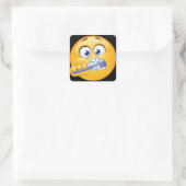 Lächeln - Sticken Sie Ihre Zähne. Quadratischer Aufkleber (Tasche)