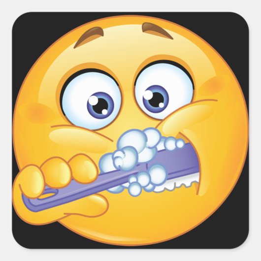 Lächeln - Sticken Sie Ihre Zähne. Quadratischer Aufkleber (Vorderseite)